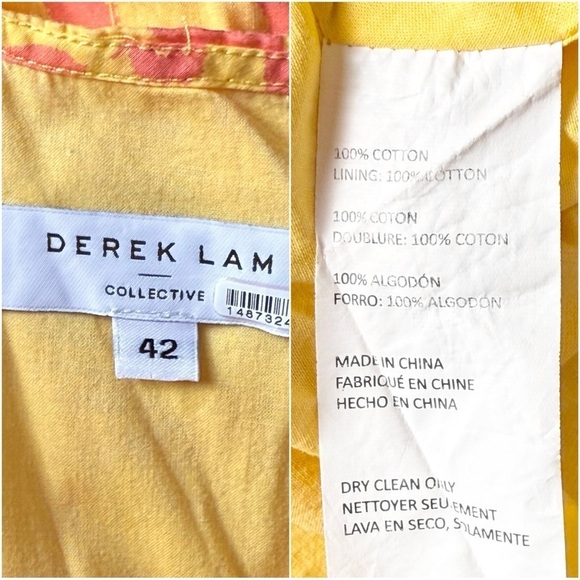 DEREK LAM Squiggle Print Square Neck Sleeveless Asymmetric Tier Ruffle Dress 6 - Picture 9 of 12